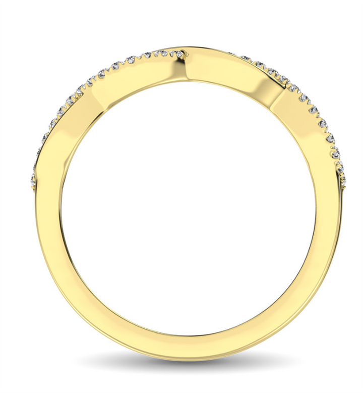 10K Yellow Gold Twisted Diamond Fashion / Promise Ring
