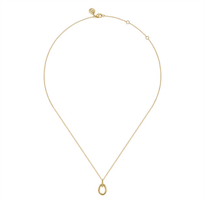 14K Yellow Plain Gold Bujukan Pendant Necklace