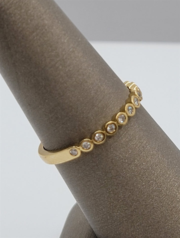 10K Yellow Gold Round Diamond Bezel Set Wedding Band
