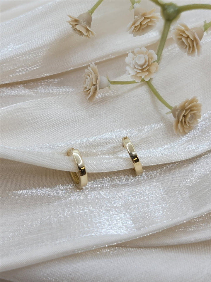 14K Yellow Gold 11mm Square Tube Mini Hoop Earrings