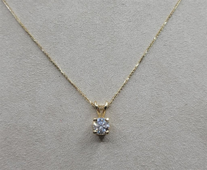 14K Yellow Gold 0.44 Ctw Round Diamond Solitaire Necklace