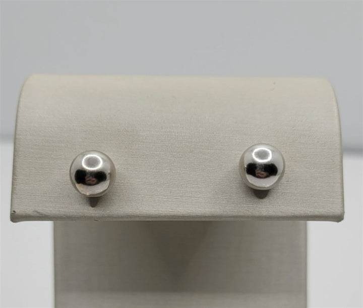 14K White Gold 7mm Bead Earrings