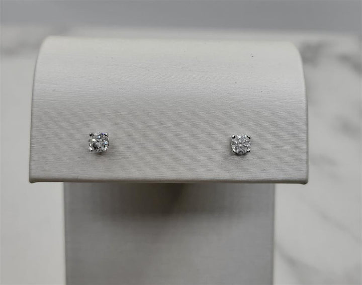 14K White Gold 0.33 ctw Round cut Diamond Stud Earrings