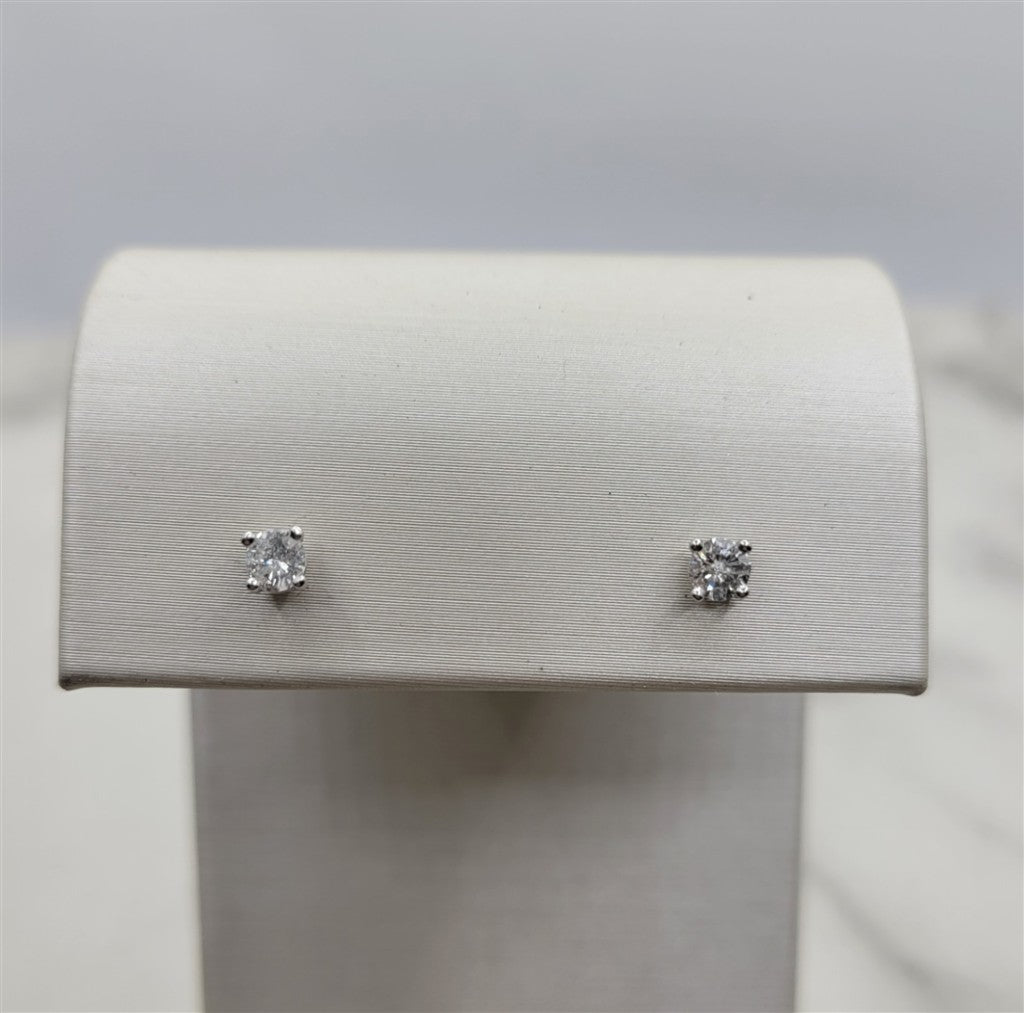 14K White Gold 0.27 ctw Round cut Diamond Stud Earrings