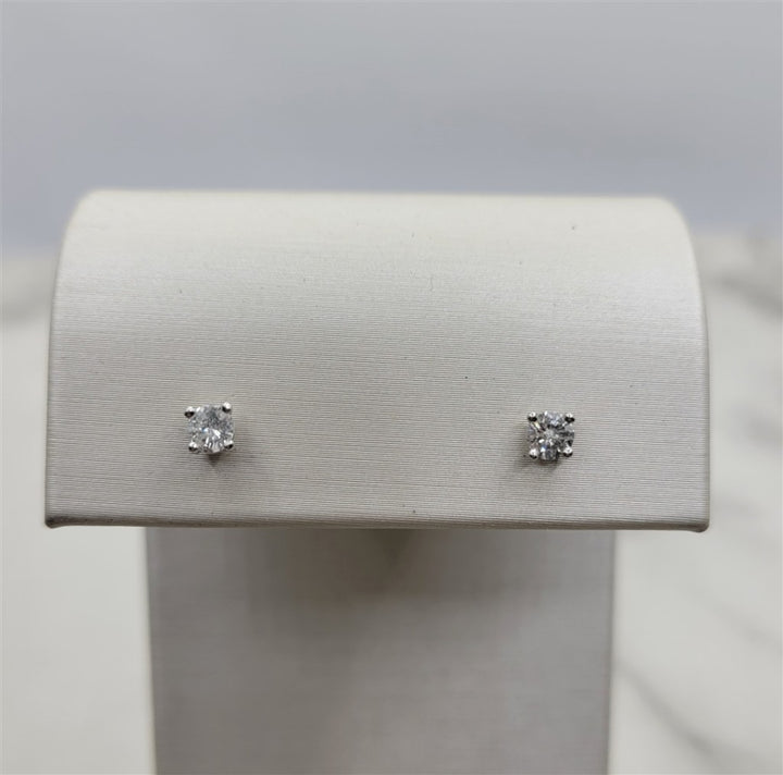 14K White Gold 0.27 ctw Round cut Diamond Stud Earrings