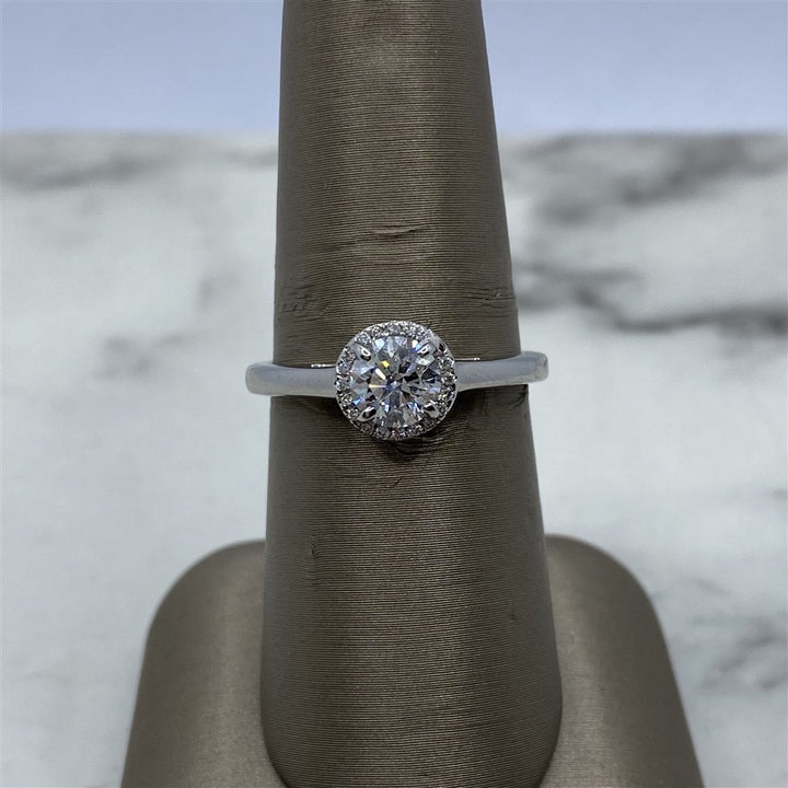 14k White Gold Diamond Halo Engagement Ring