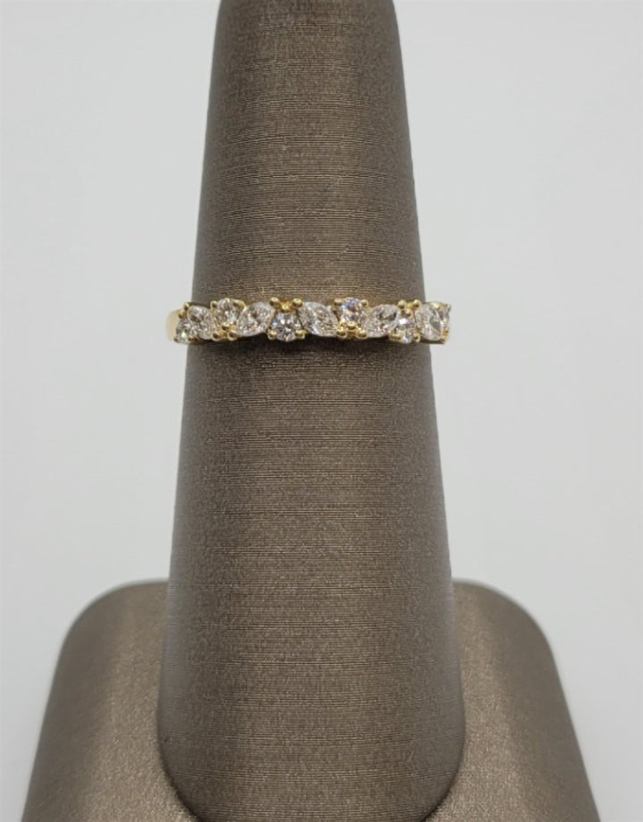 14K Yellow Gold Marquise & Round Diamond Wedding/Fashion Band