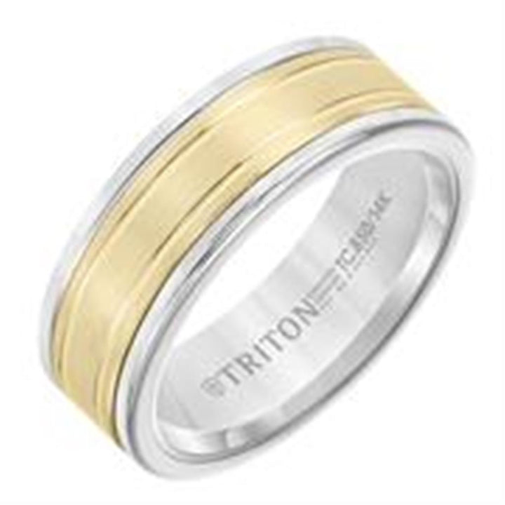 Tungsten & 14k Yellow Gold 8mm Band Wedding Ring