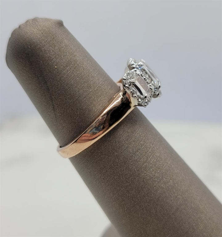 14K Two-Tone Gold Three Stone Diamond Engagement Ring