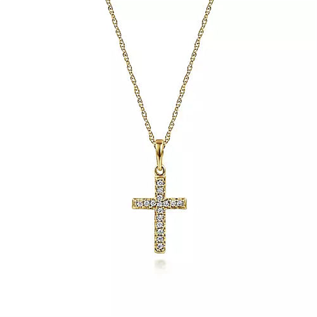 14K Yellow Gold Diamond Cross Gabriel & Co. Necklace