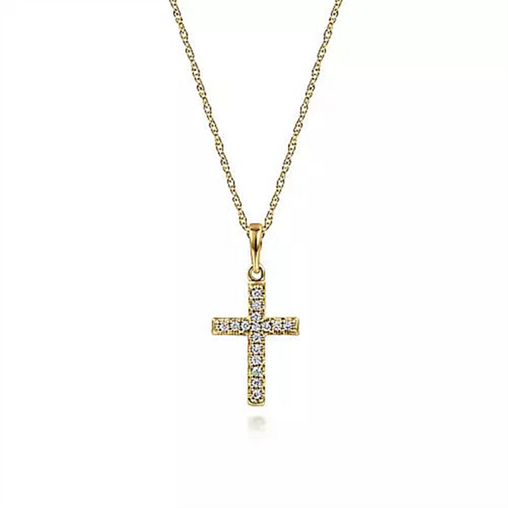14K Yellow Gold Diamond Cross Gabriel & Co. Necklace