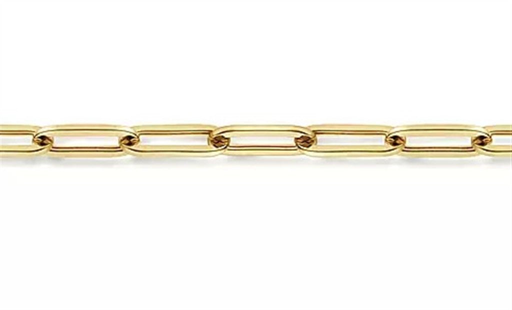14K Yellow Gold Hollow Paper-Clip Link Bracelet