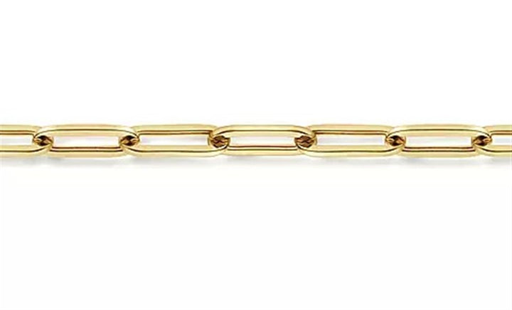 14K Yellow Gold Hollow Paper-Clip Link Bracelet