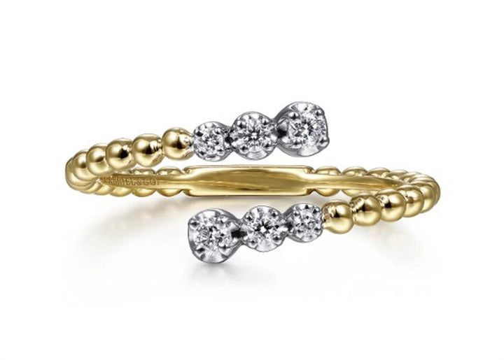 14K Two-Tone Gold By-Pass "Gabriel & Co" Diamond Fashion Ring