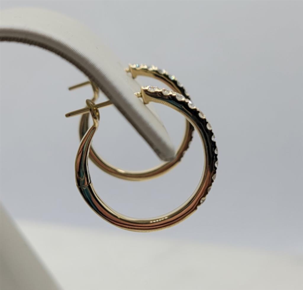 14K Yellow Gold Diamond Hoop Earrings