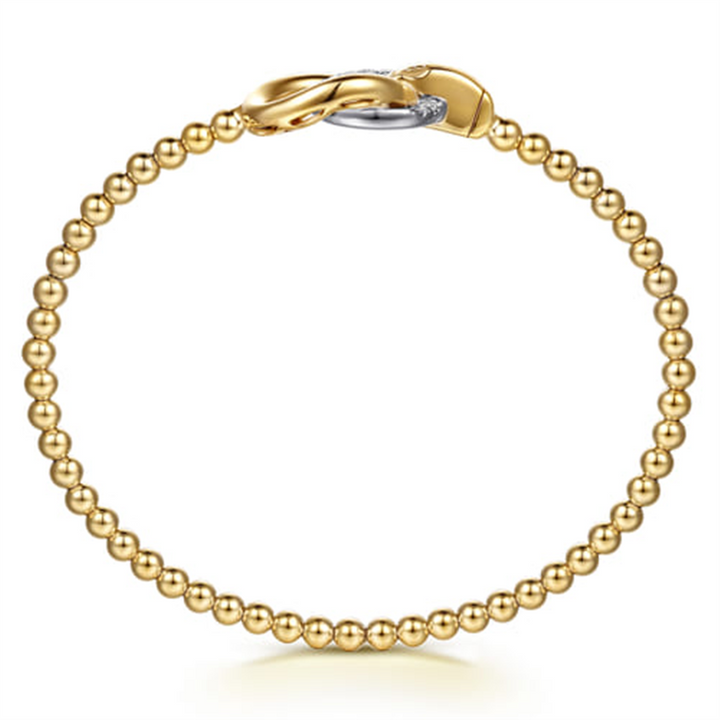 14K White & Yellow Gold Bujukan And Diamond Double Circle Bangle Bracelet