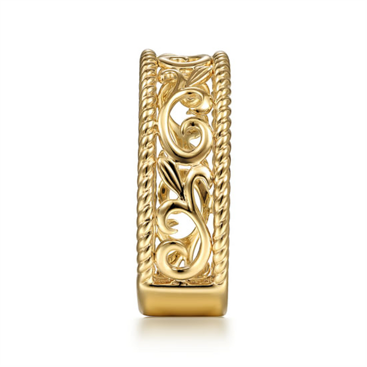 Vintage 14K Yellow Gold Swirly Filigree Ring