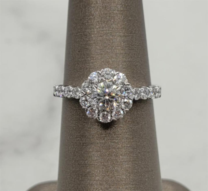 18K White Gold Halo Christopher Designs Diamond Engagement Ring