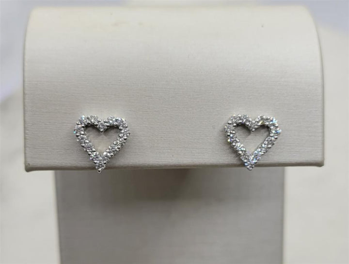 14K White Gold Heart Shaped Diamond Fashion Earrings