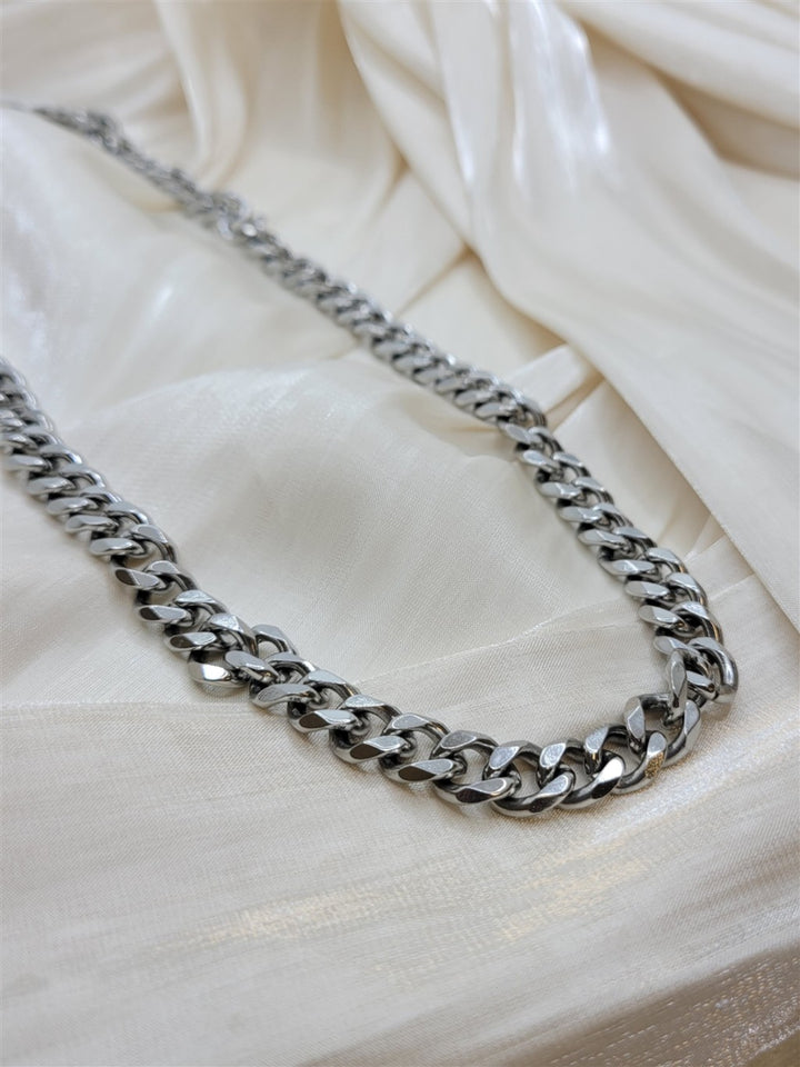 24" 10mm Stainless Steel Semi-Solid Mens Curb Chain