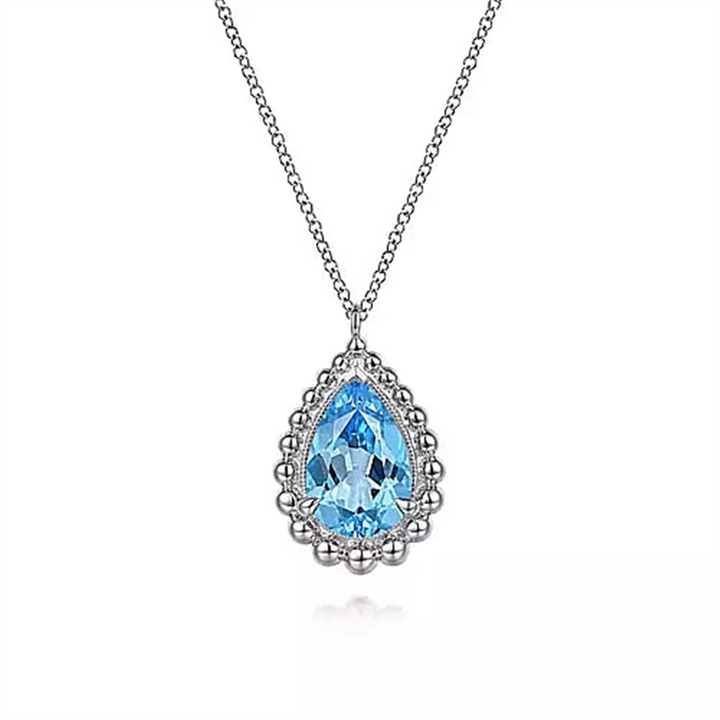 Sterling Silver "Gabriel & Co." Blue Topaz Fashion Silver Necklace