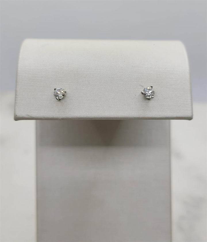 14K White Gold 0.14 Twt Round Diamond Stud Earrings