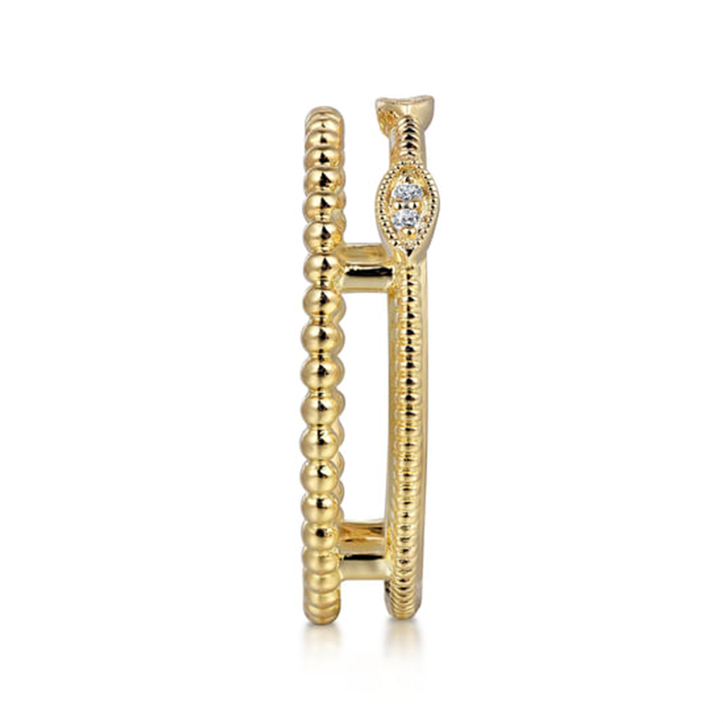 14K Yellow Gold Diamond Bujukan Marquise Shape Easy Stackable Ring