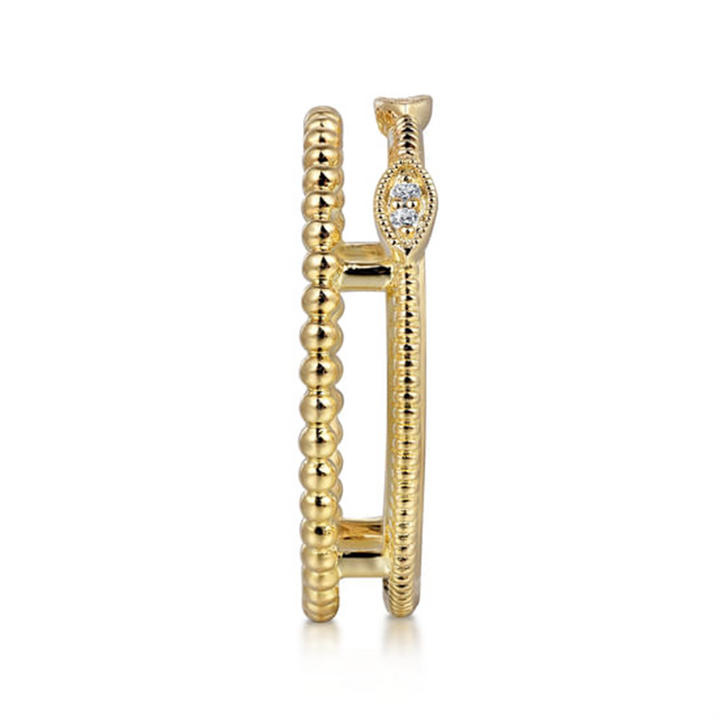 14K Yellow Gold Diamond Bujukan Marquise Shape Easy Stackable Ring