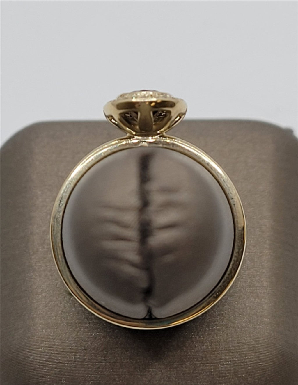 14K Yellow Gold Natural Smoky Quartz & Diamond Ring