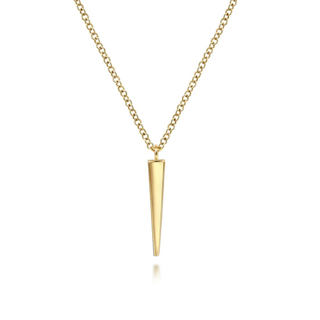 17.5" 14K Yellow Gold Spike Pendant Necklace