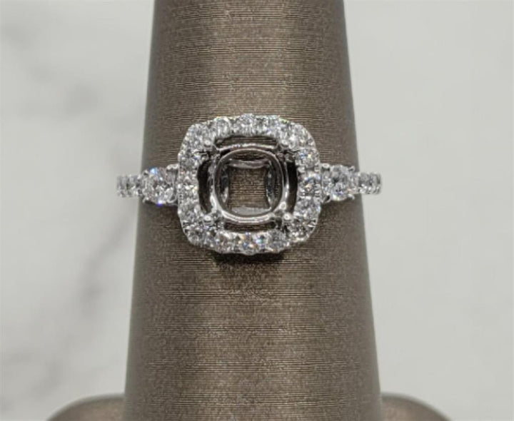 18K White Gold Halo Almor Designs Diamond Mounting Ring