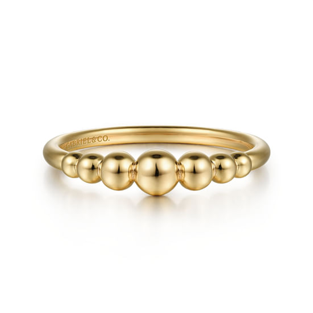 14K Yellow Gold Graduating Bujukan Bead Stackable Ring