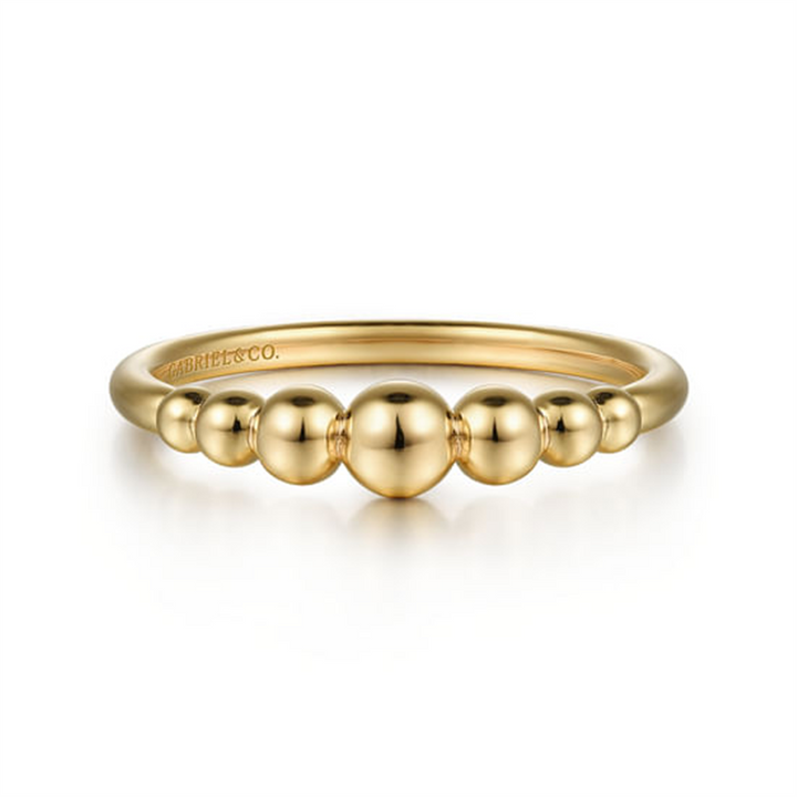 14K Yellow Gold Graduating Bujukan Bead Stackable Ring