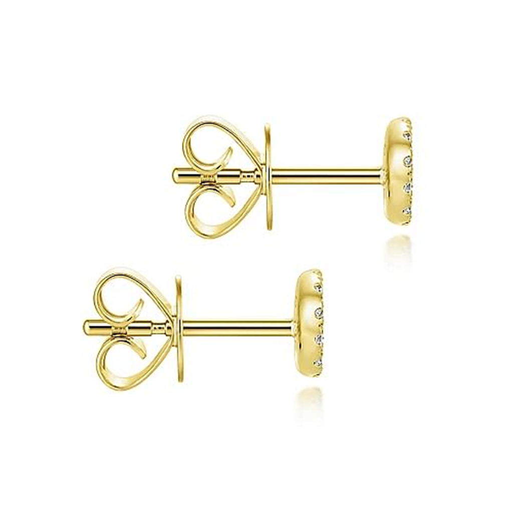 14K Yellow Gold Round cut Cluster Diamond Fashion Earrings