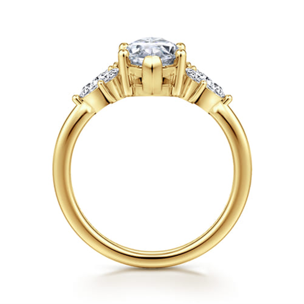 14K Yellow Gold Marquise Shape Diamond Engagement Ring Mounting