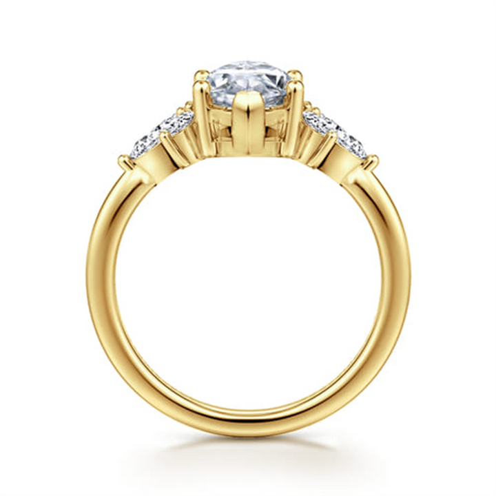 14K Yellow Gold Marquise Shape Diamond Engagement Ring Mounting