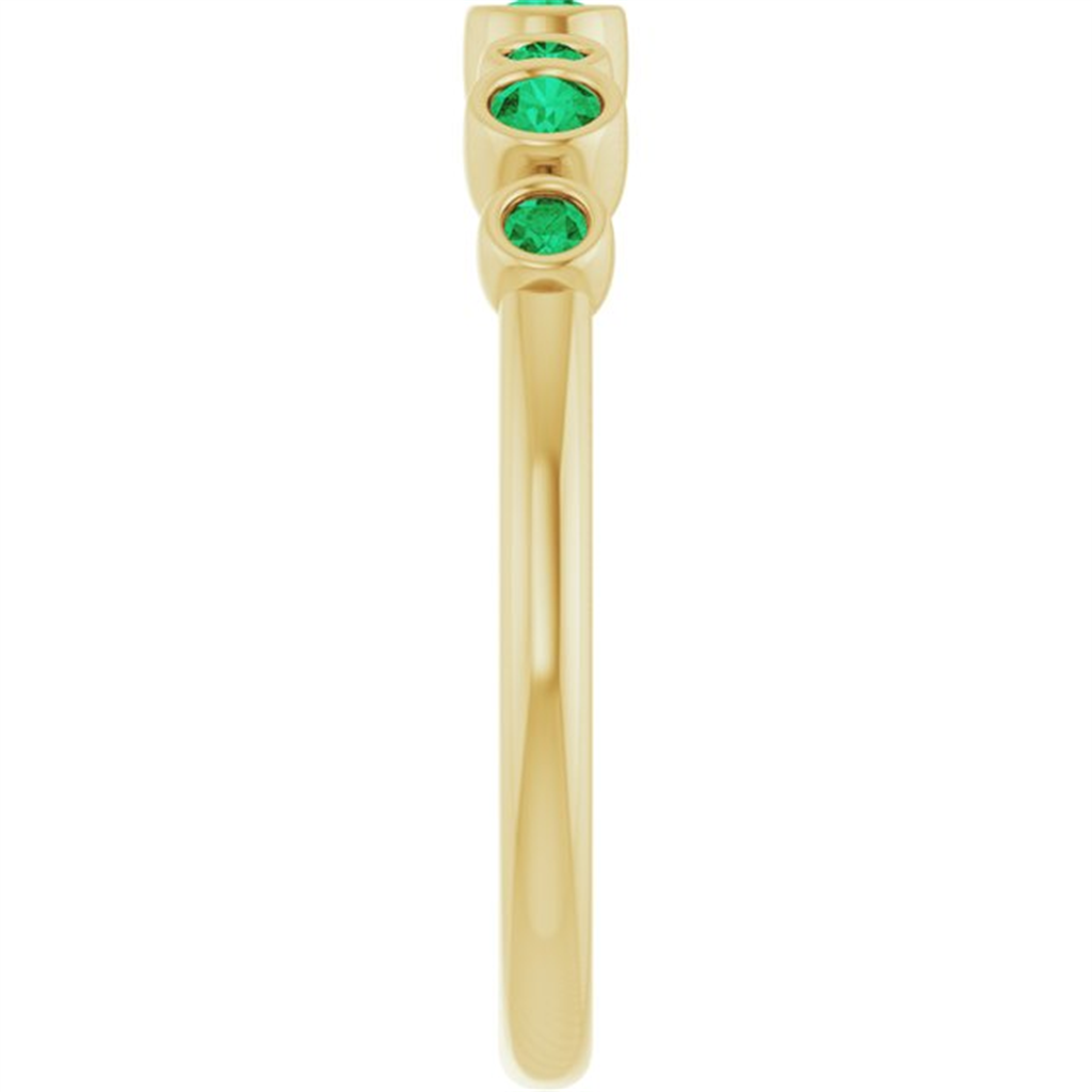 14K Yellow Gold Lab Grown Emerald Bubble Band