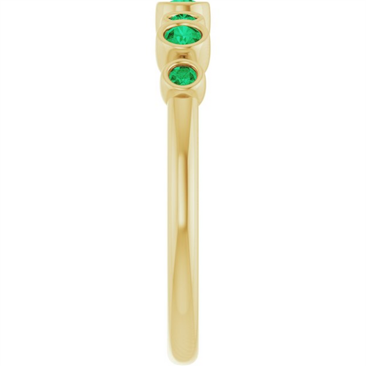 14K Yellow Gold Lab Grown Emerald Bubble Band