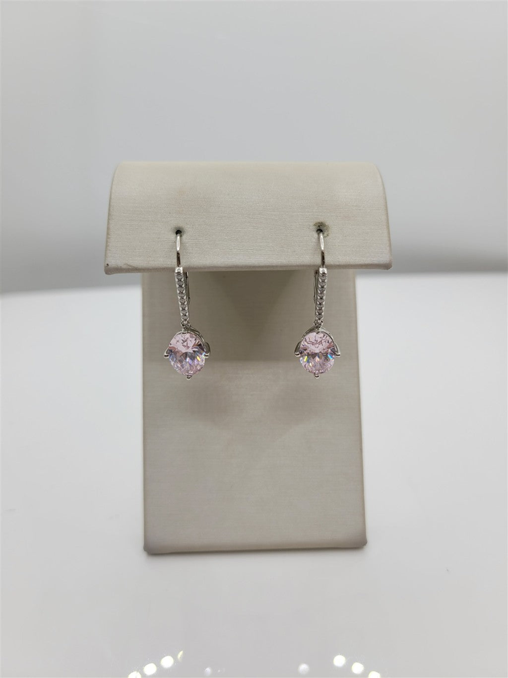 Sterling Silver Lab Grown Pink Tourmaline & Swarovski Crystal Dangle Earrings
