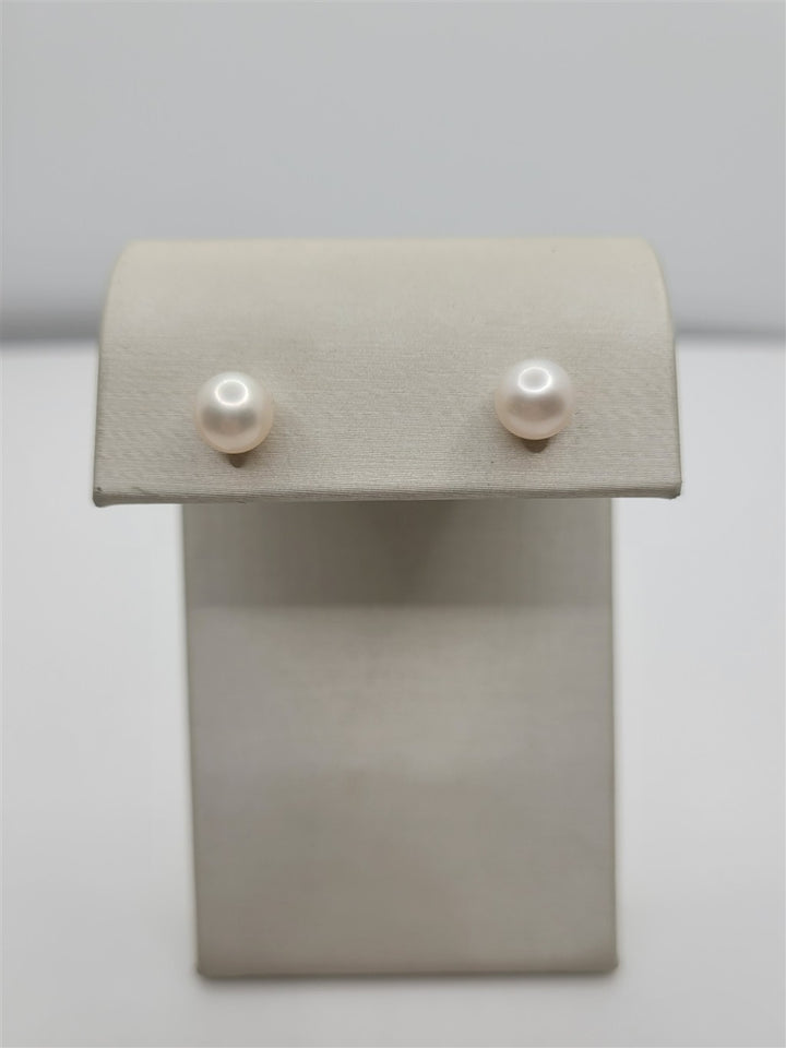 14K Yellow Gold 6.5mm Round Akoya Pearl Studs
