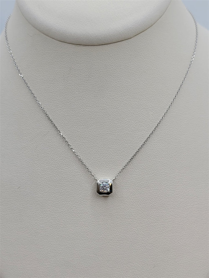 Sterling Silver Swarovski Crystal Hidden Halo Pendant Necklace