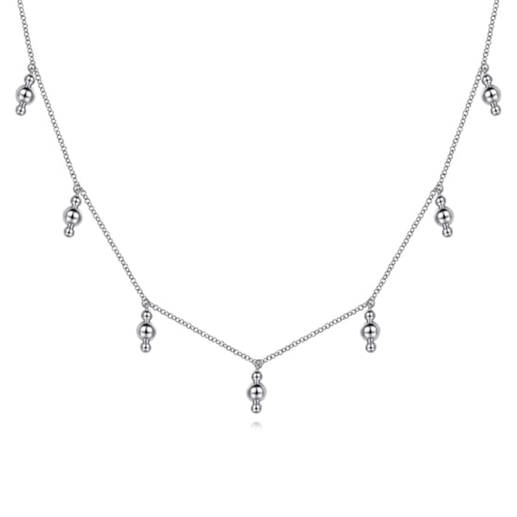 17.5" 925 Sterling Silver Beads Droplet Necklace