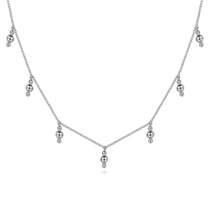 17.5" 925 Sterling Silver Beads Droplet Necklace