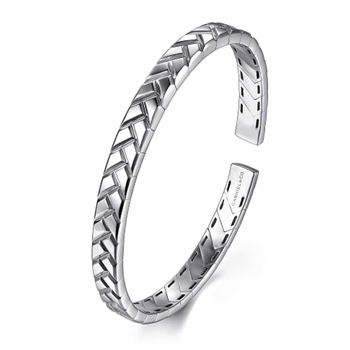 Men's Sterling Silver Gabriel & Co  Herringbone Cuff Bracelet