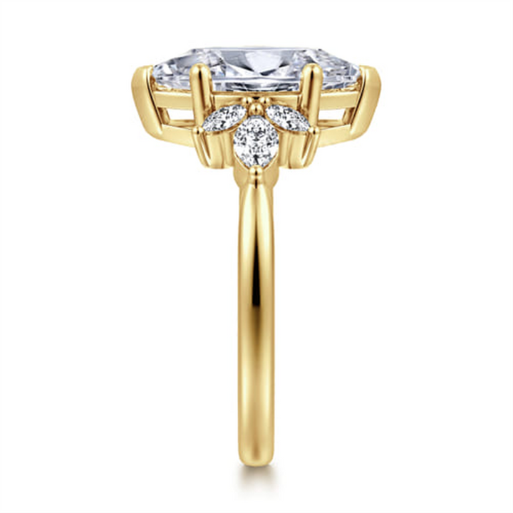 14K Yellow Gold Marquise Shape Diamond Engagement Ring Mounting