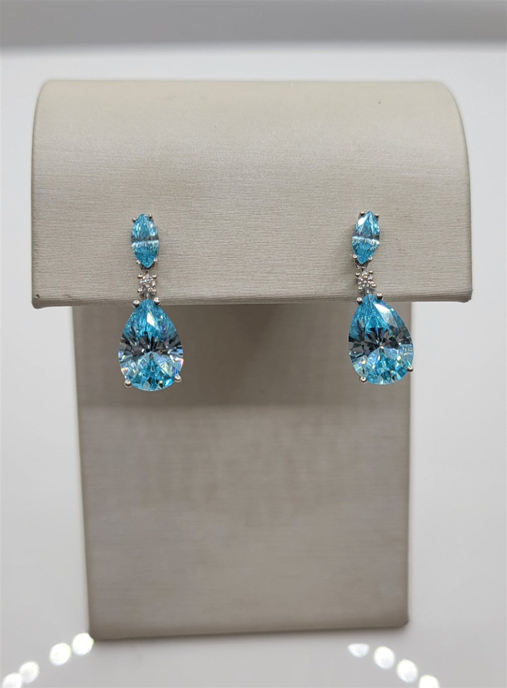 Sterling Silver Swarovski Crystal Lab Grown Blue Topaz Dangle