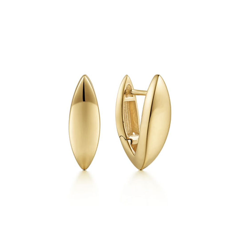 14K Yellow Gold Marquise Shaped Earrings