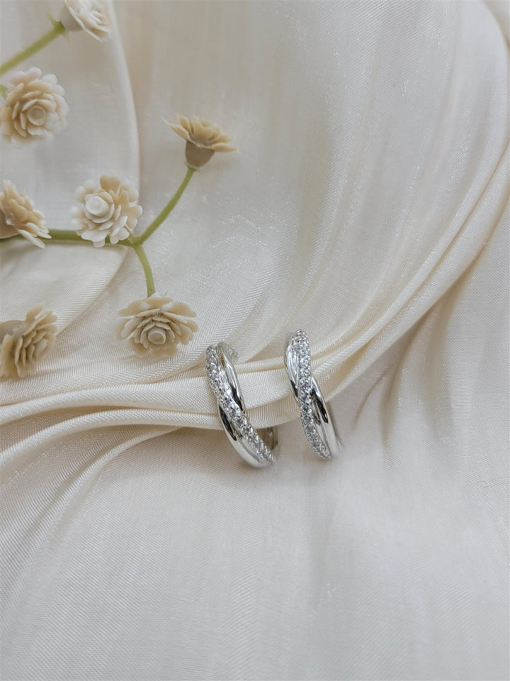 Sterling Silver White Sapphire Twisted Hoop Earrings