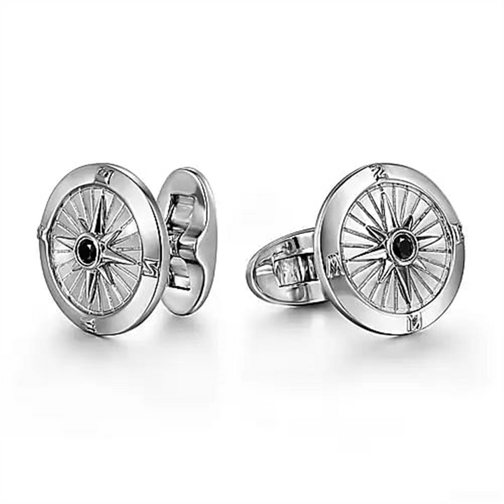 Sterling Silver "Gabriel & Co." Black Spinel Cuff Links