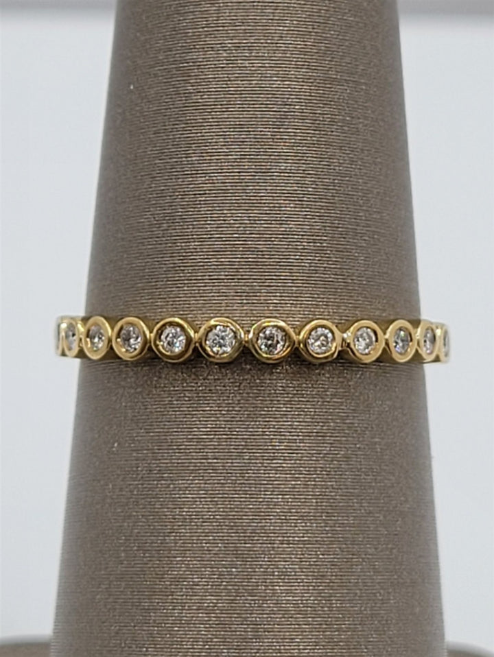 10K Yellow Gold Round Diamond Bezel Set Wedding Band
